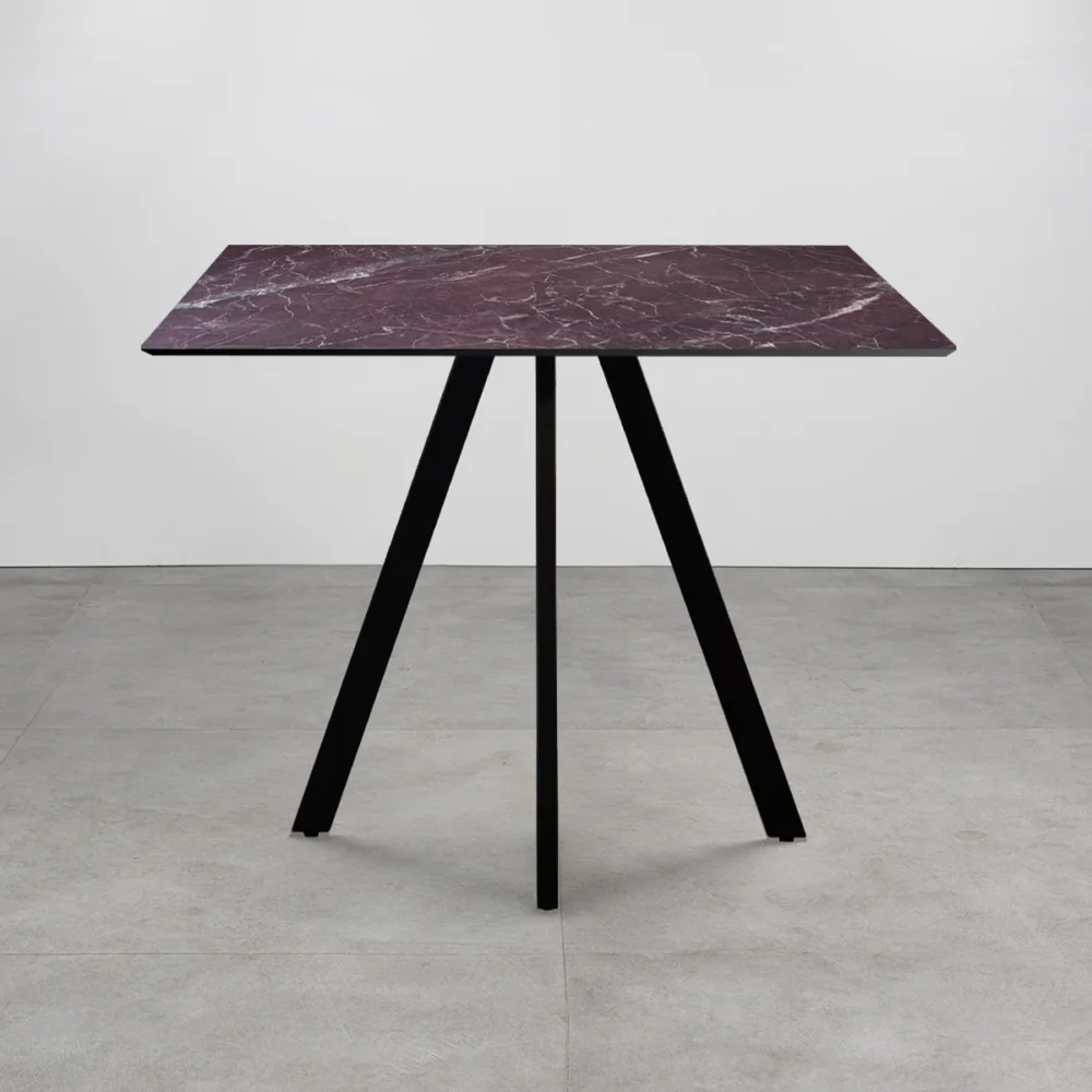 Tavolo con top in HPL 80x80 Blood Stone