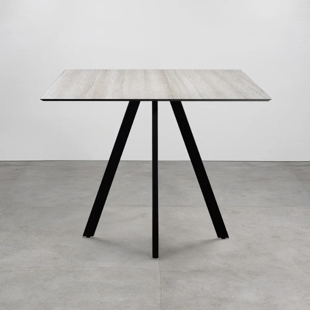 Tavolo con top in HPL 80x80 Travertino