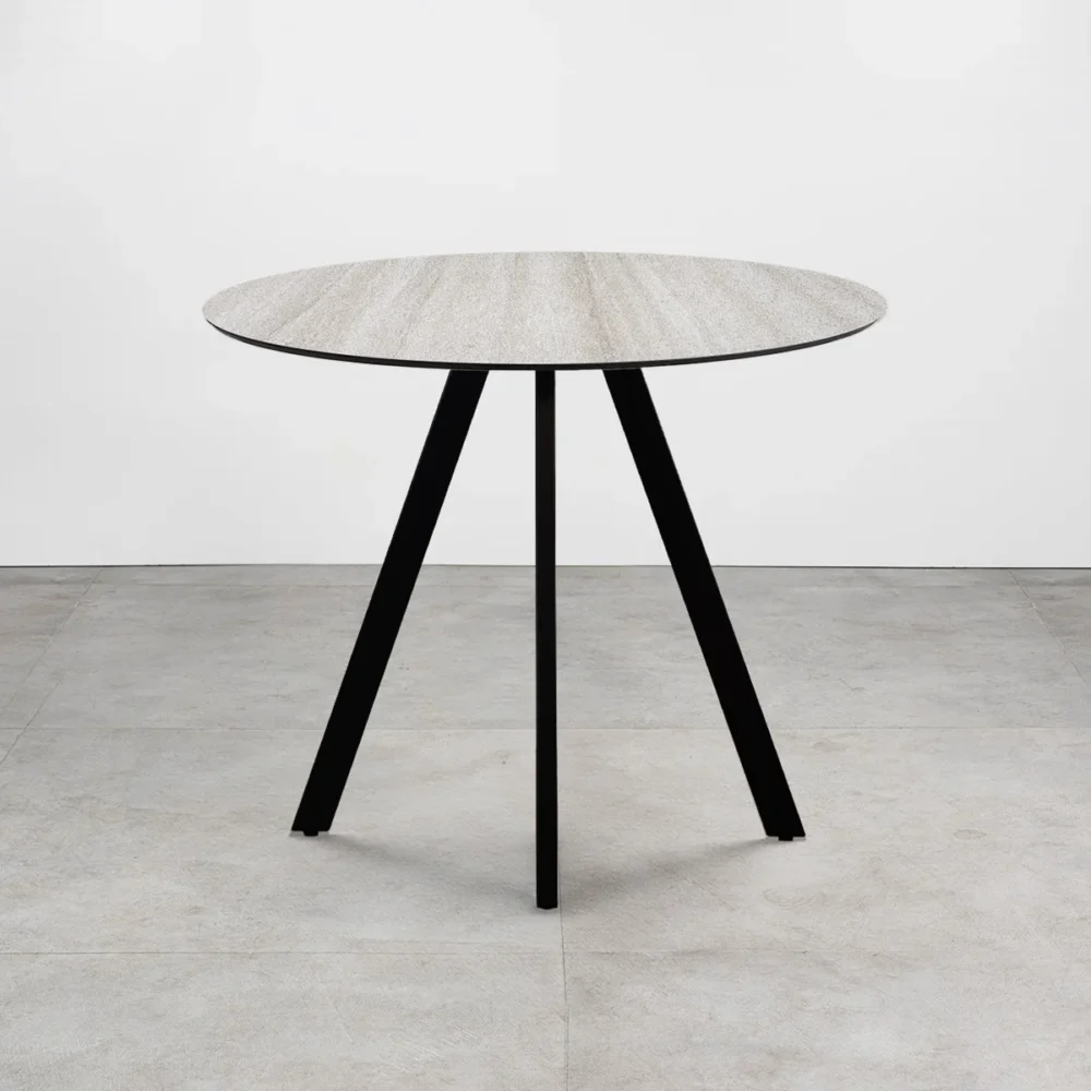 Tavolo con top in HPL ⌀80 Travertino