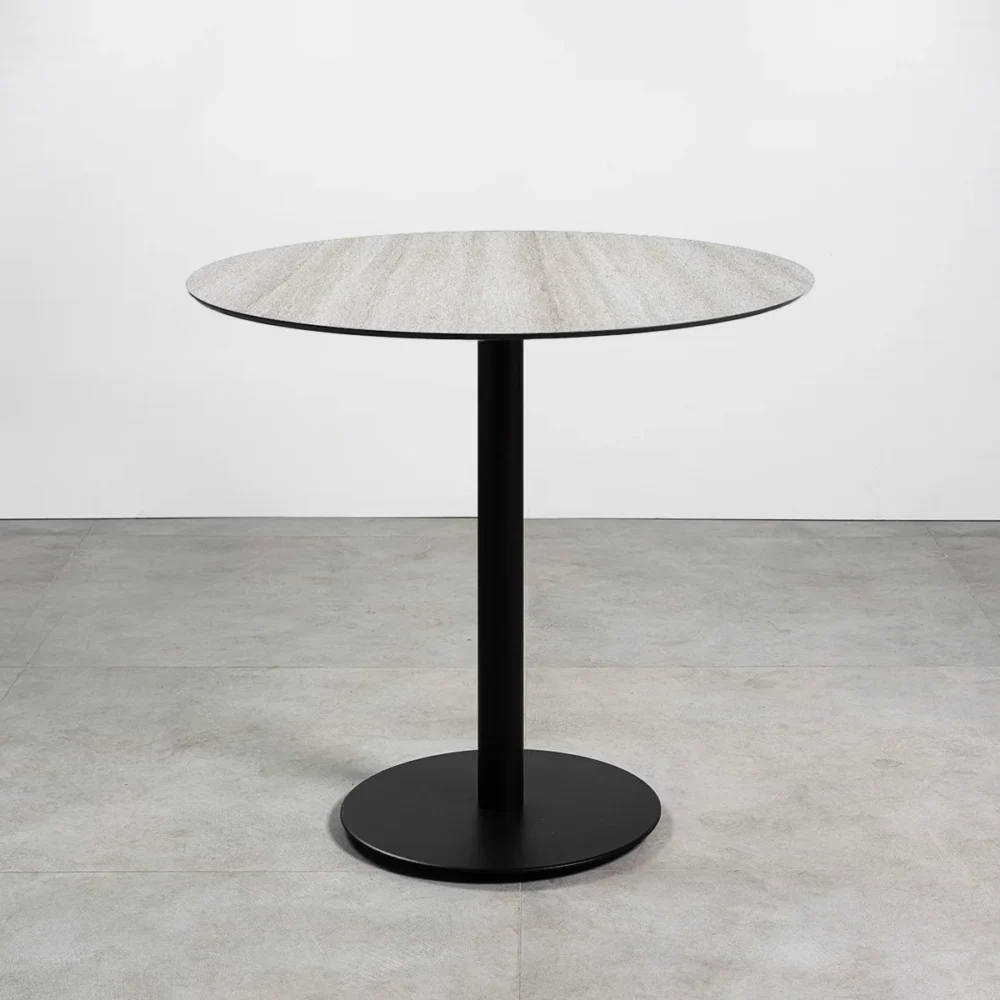 Tavolo con top in HPL ⌀80 Travertino